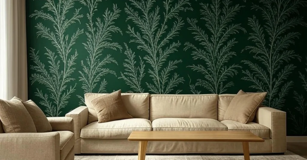 Green and Patterned Wallpaper