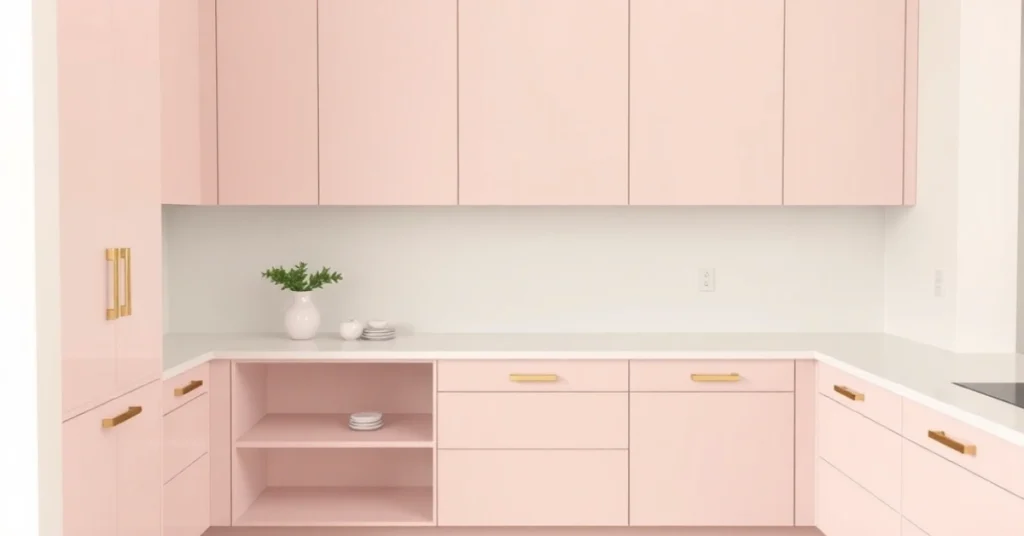1. Modern Minimalist Blush Kitchen