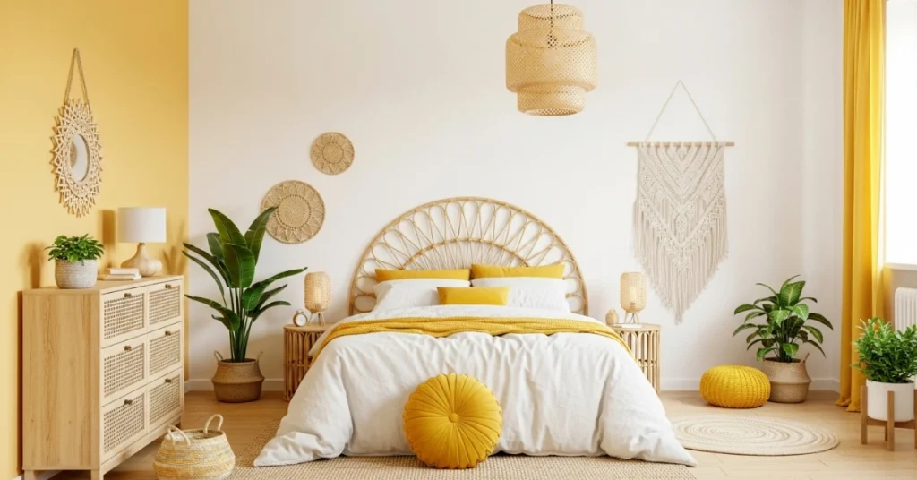 Idea 1: Minimalist Yellow Boho Retreat