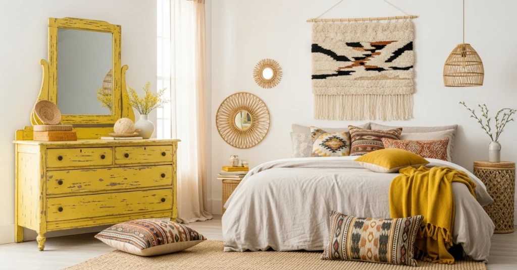 Idea 3: Vintage Boho with Yellow Accents