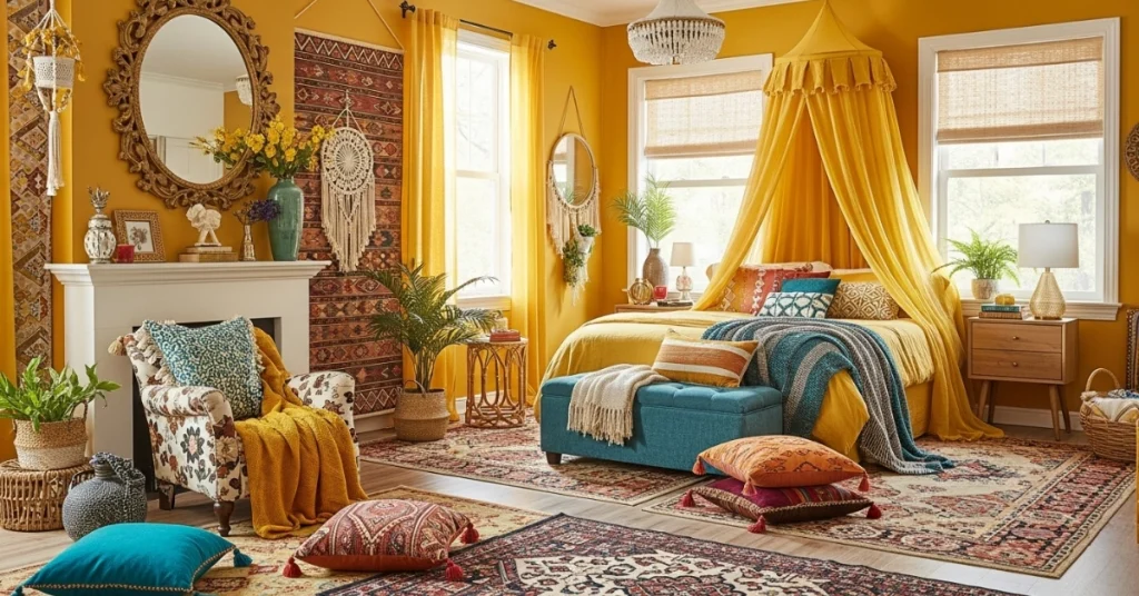 Idea 5: Eclectic Yellow Boho Haven