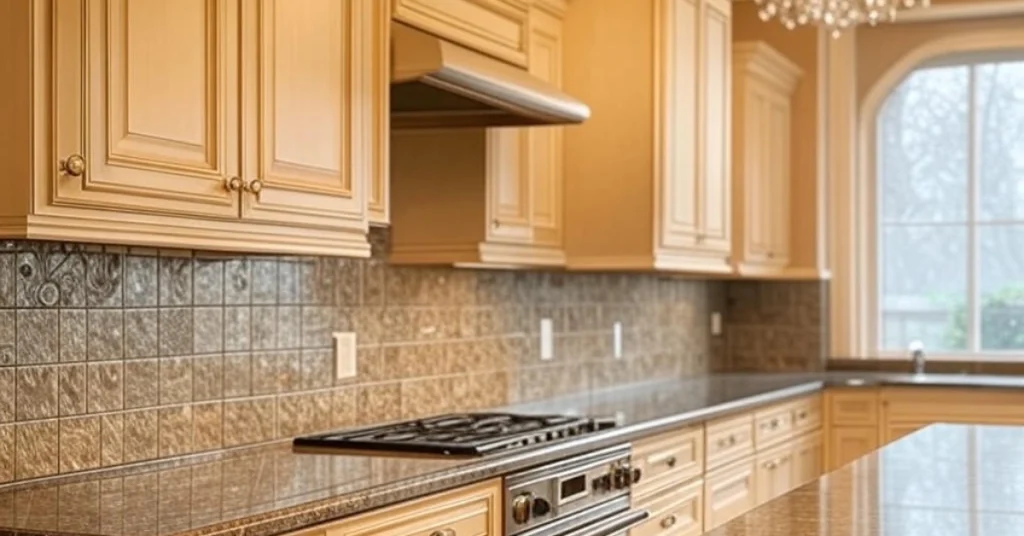 4. Traditional Elegance with Beige Cabinets
