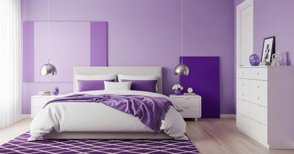 1. Modern Minimalist Purple Bedroom
