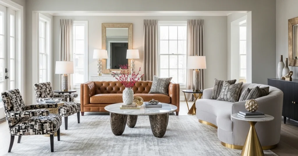 Living Room: Statement Sofas and Accent Chairs