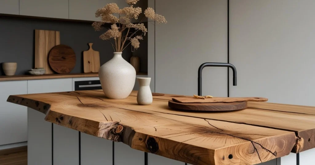 1. Rustic Wooden Island as a Focal Point