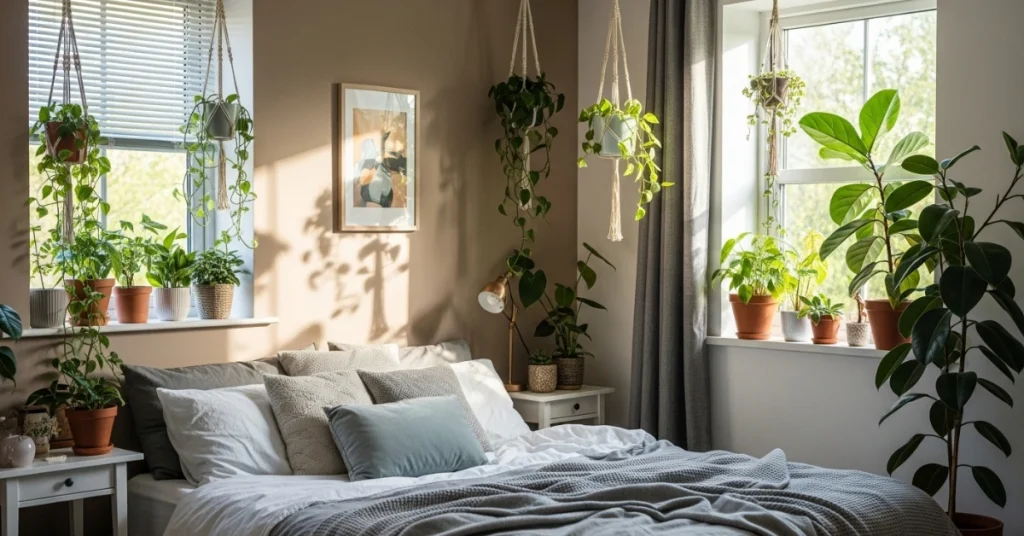 Add Plants for a Fresh Touch to Decorate A Bedroom For Cheap