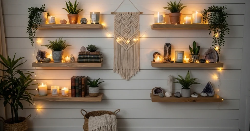 4. Floating Shelf Fairy Light Display